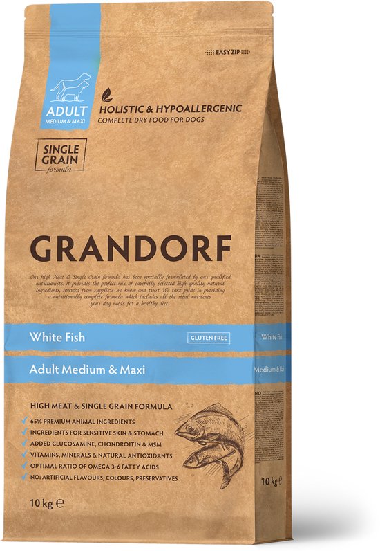 Grandorf dog white fish & brown rice all breed 10KG