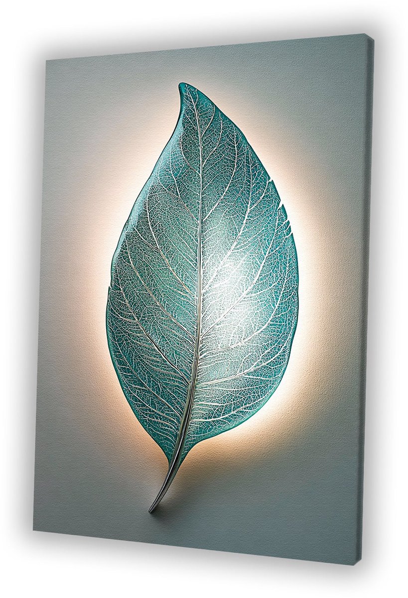 Sfeervolle wandlamp in bladvorm - Blad canvas kunst - Wandkunst planten - Art Nouveau - Mo