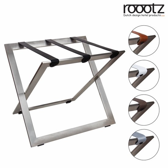 Porte-valises Roootz Compact | Acier inoxydable avec sangles en nylon gris | Pliable | Compact