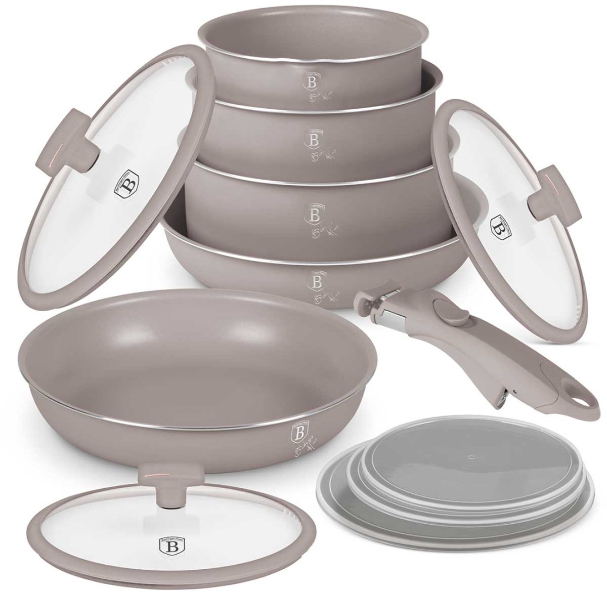 TITANIUM KOOKGEREI SET 12-DELIG BERLINGER HAUS BH-8251 TAUPE