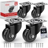 GBL® 4 x Roulettes Pivotantes 50mm avec Vis - Roulettes de Meubles Roulettes en Caoutchouc Robustes pour Meubles - Chariot à Roues - Chariot de Transports (4 Roulettes Pivotantes sans Frein)