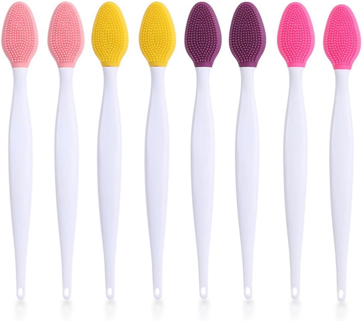 Dubbelzijdige Lippenborstel - Set van 8 Siliconen Scrubborstels voor Volle en Gladere Lippen