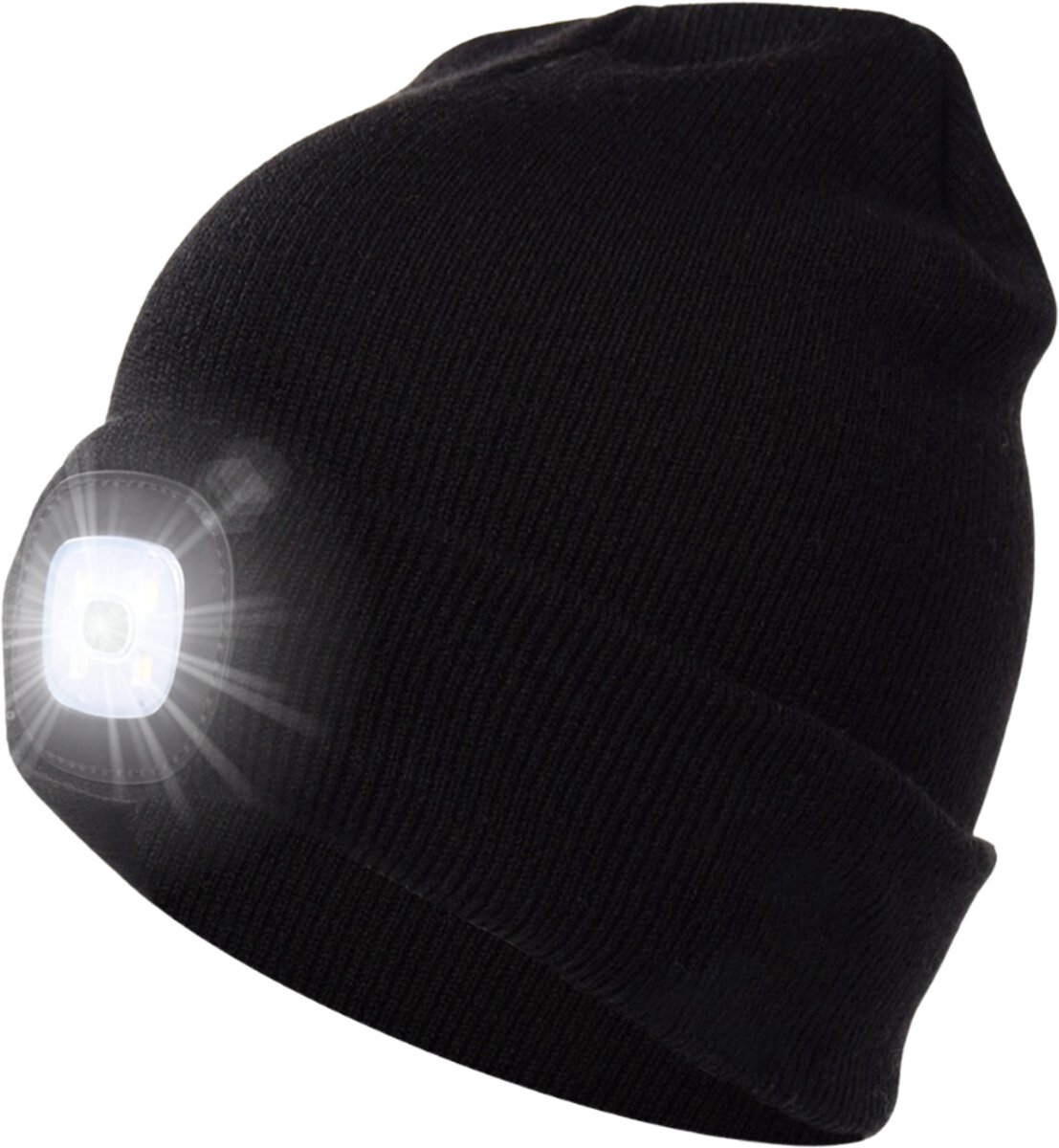 S4D® Muts LED Verlichting Muts Heren en Dames Sportmutsen Beanie Muts Hoofdlamp Onze Zwart