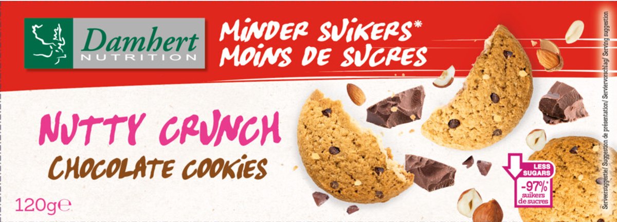 12x Damhert Nutty Crunch Chocolate Cookies 120 gr
