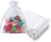 100 sachets en organza transparents - 7 x 9 cm - Robustes et résistants - Sachets parfumés - Sacs parfumés à bonbons - Sachets à bijoux - Emballage cadeau - Halloween - Résistants aux déchirures - Avec cordon de serrage