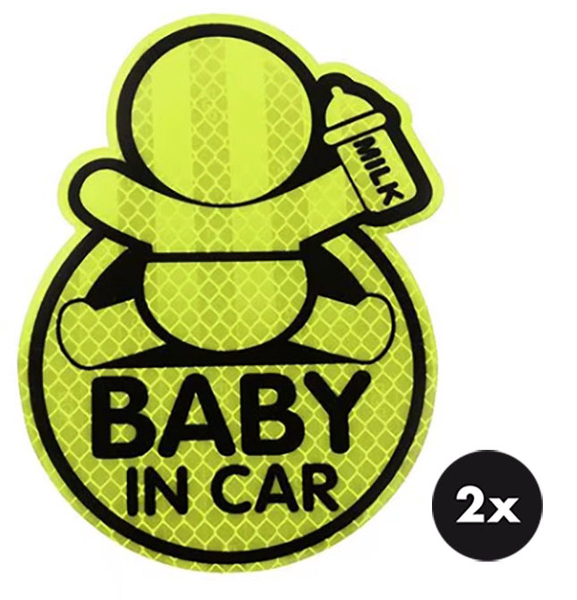 Actie4you® - Autosticker - Baby in Car – Baby on board – Baby sticker – 11CM x14CM - Reflecterend – 2 Stuks - Geel