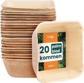 Bol.com HAAGO 20 Palmblad Kommen (450ml vierkant) Biologisch afbreekbaar & Wegwerpschaaltjes - Milieuvriendelijk Picknick & Buit... aanbieding