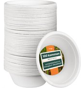 100 Bols Biodégradables en Canne à Sucre (350ml) - Bols à Soupe en Carton, Plats en Papier - Solides et Imperméables