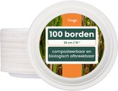 100 assiettes en carton de canne à sucre solide, 10 pouces / 26 cm - Assiettes jetables robustes et solides - Écologiques, biodégradables, résistantes aux liquides et à l'huile, au micro-ondes, alternative naturelle au plastique.
