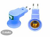 Adaptateur de culot de lampe E27 220 V, prise UE - Culot E27 + interrupteur marche/arrêt - Culot de lampe - (5 pièces) bleu