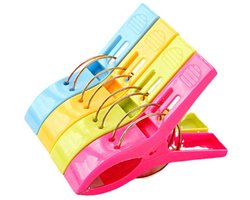 Grote knijpers - 12x stuks - gekleurd - 12 cm - plastic - Multifunctionele antislip wasknijper - Sterke wasknijper