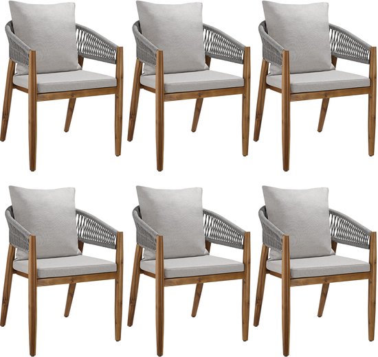 tectake® Set van 6 Tuinstoelen Manacor - Tuinstoel in Rope-Design ...