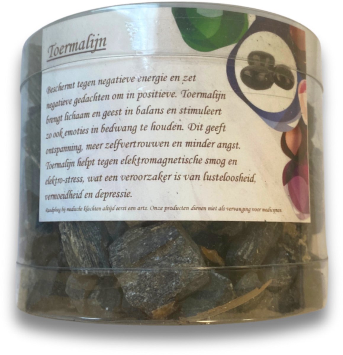 Ruben Robijn Toermalijn decostenen ruw in koker 1 kg. Zwart