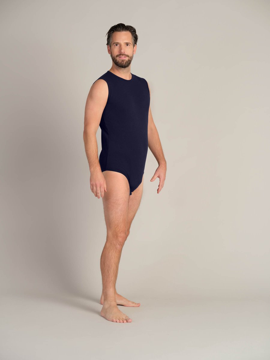 Body met drukknoopsluiting | Mouwloos | 4Care | Donkerblauw | XXL