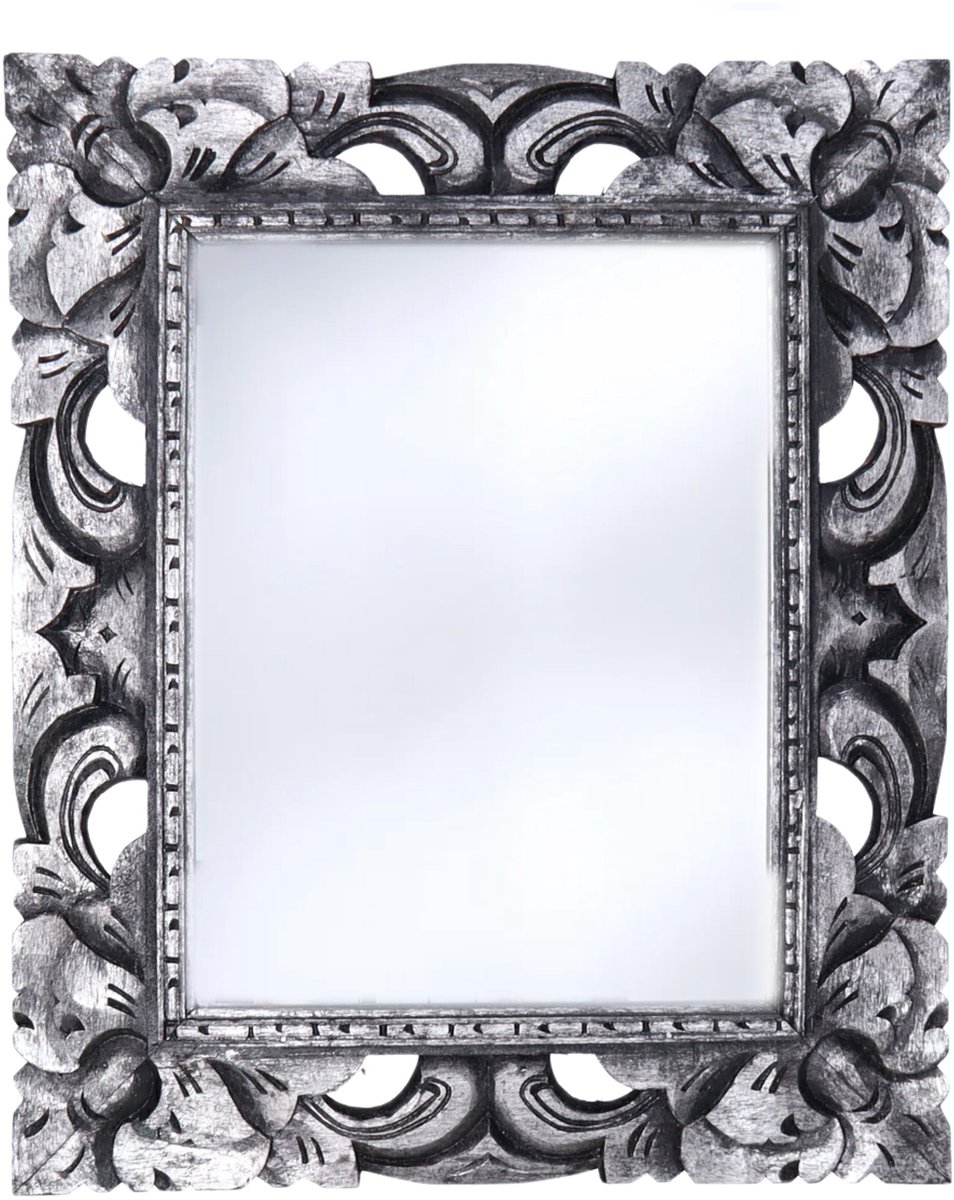 Home & Styling Wandspiegel Baroque - zilver - MDF frame - brede lijst - 43 x 54 cm
