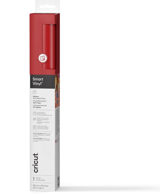 Boîte de Smart Vinyl permanent mat Cricut, rouge.