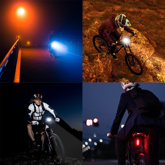 Tikkens Fietsverlichting Set LED - Fietslampjes Voorlicht & Achterlicht - Fietslamp USB Oplaadbaar - MTB & Racefiets Verlichting - Waterdicht Fietslicht van Merkloos — afbeelding 3