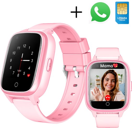 Smartwatch Kids met GPS & 4G – Video Bellen, Whatsapp en Nano SIM – GPS Kinder Horloge Kind Meisje - Smart Watch Kind Waterdicht – SOS Functie, WiFi & Bluetooth