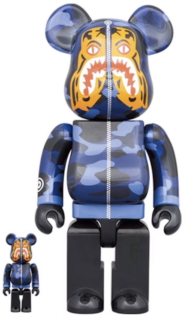 400% & 100% Bearbrick set - Camo Tiger by BAPE (Blue ver.)
