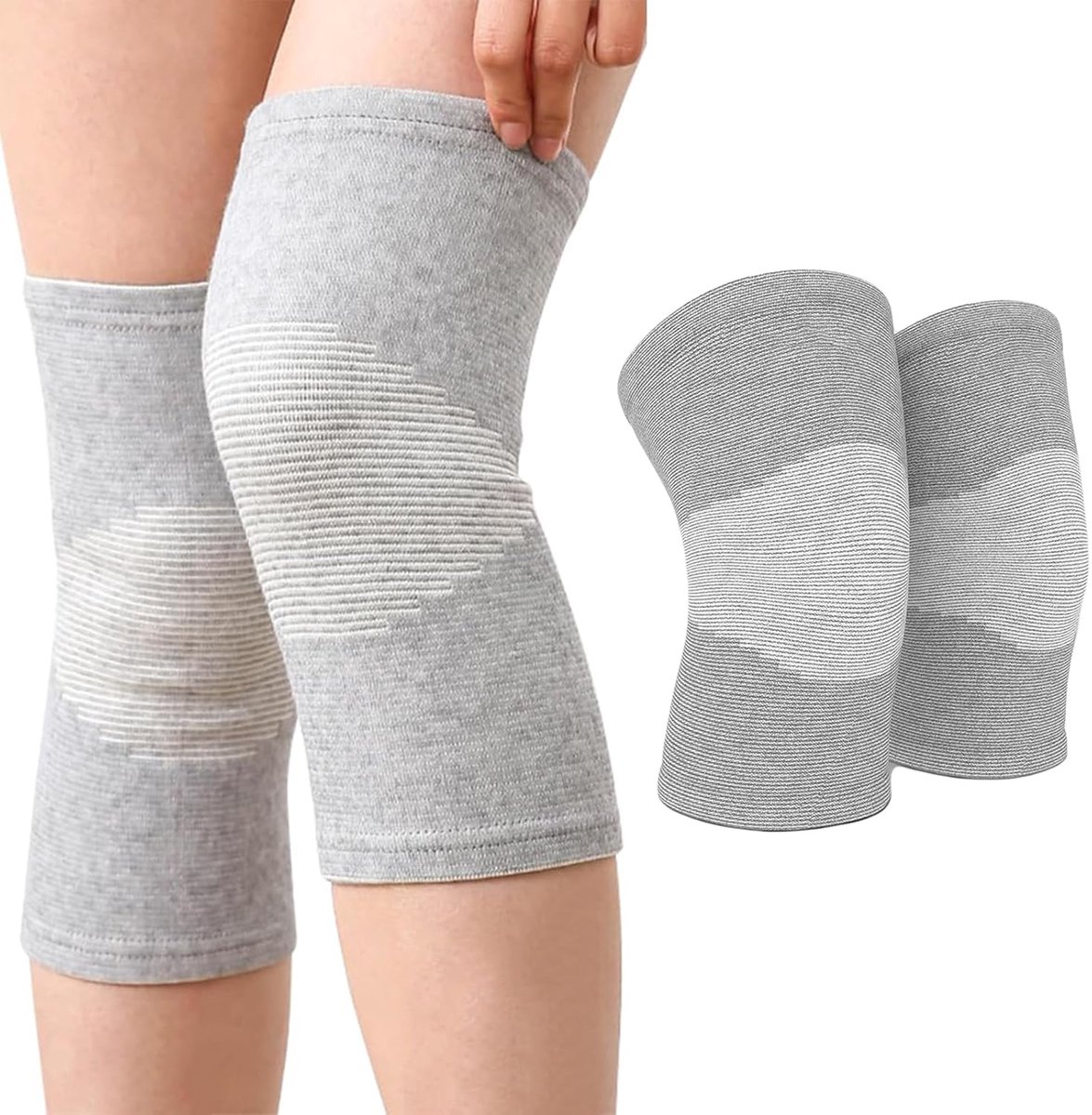Nevolis 2 stuks Bamboe Kniebrace – Compressie & Ondersteuning voor Sport en Herstel – Ademend & Comfortabel – Unisex Kniebandage voor Volleybal, Fitness & Dagelijks Gebruik – Maat M - (Valt als S)