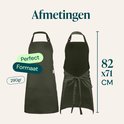 Tablier de cuisine vert de 82x71cm et 290 grammes.
