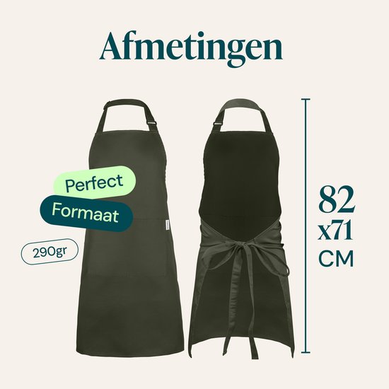Tablier de cuisine vert de 82x71cm et 290 grammes.