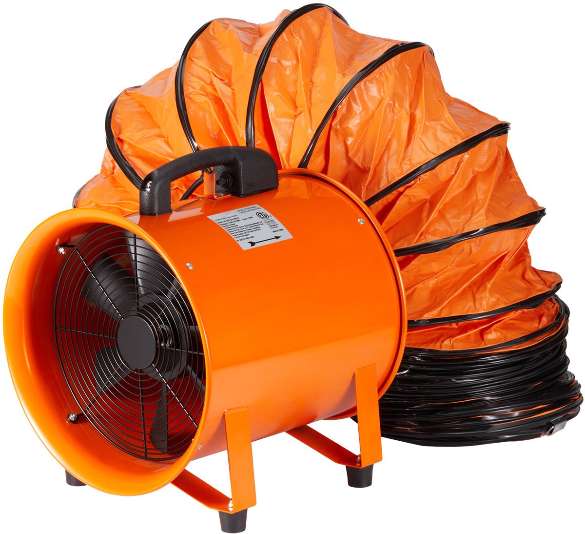 Bouwventilator - Industriële axiale afzuigventilator met slang - Vermogen 255 W AC-motor -