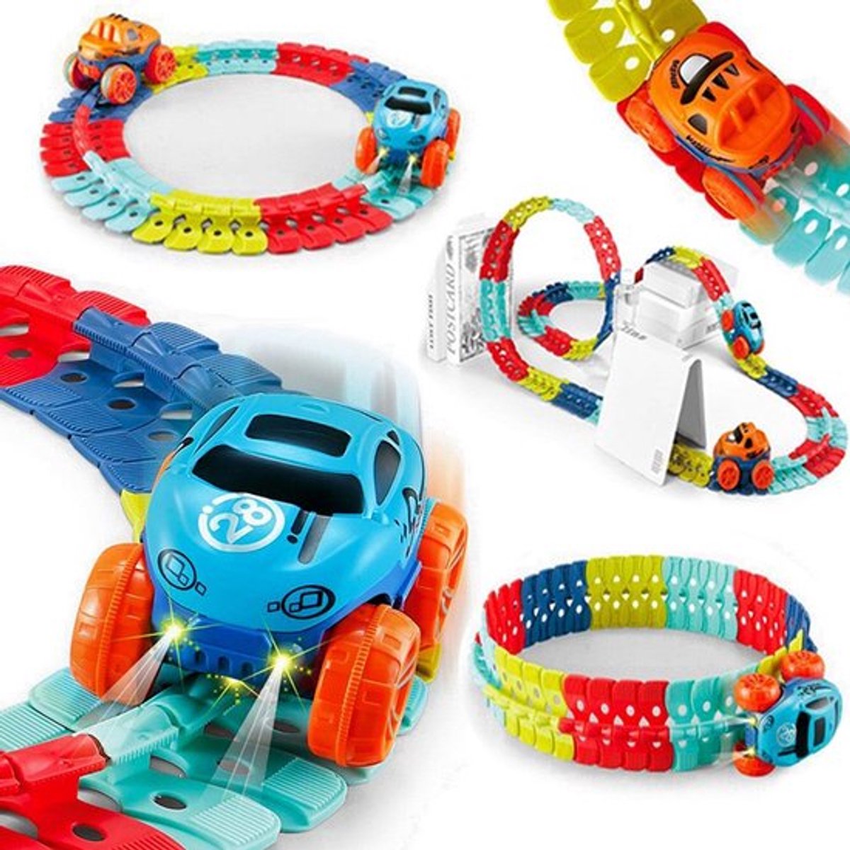 JMKA Racebaan - Stuntauto's - Baanauto's - LED-verlichting - 92-delige race-doe-het-zelfset - Speelgoed voor 3-jarigen - Verjaardagscadeaus - Feestdagen cadeau — afbeelding 10