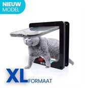 Premium Kattenluik XL - Vier Vergrendelingstanden - Kleine hondendeur - Large - Kattendeur - Anti Tocht - Zwart