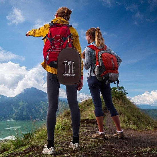 Draagbare opbergtas voor kookgerei voor buiten, geschikt voor kamperen in de buitenlucht, wandelen, kan messen, vorken, lepels, enz. opbergen, alleen de tas Khaki — afbeelding 2