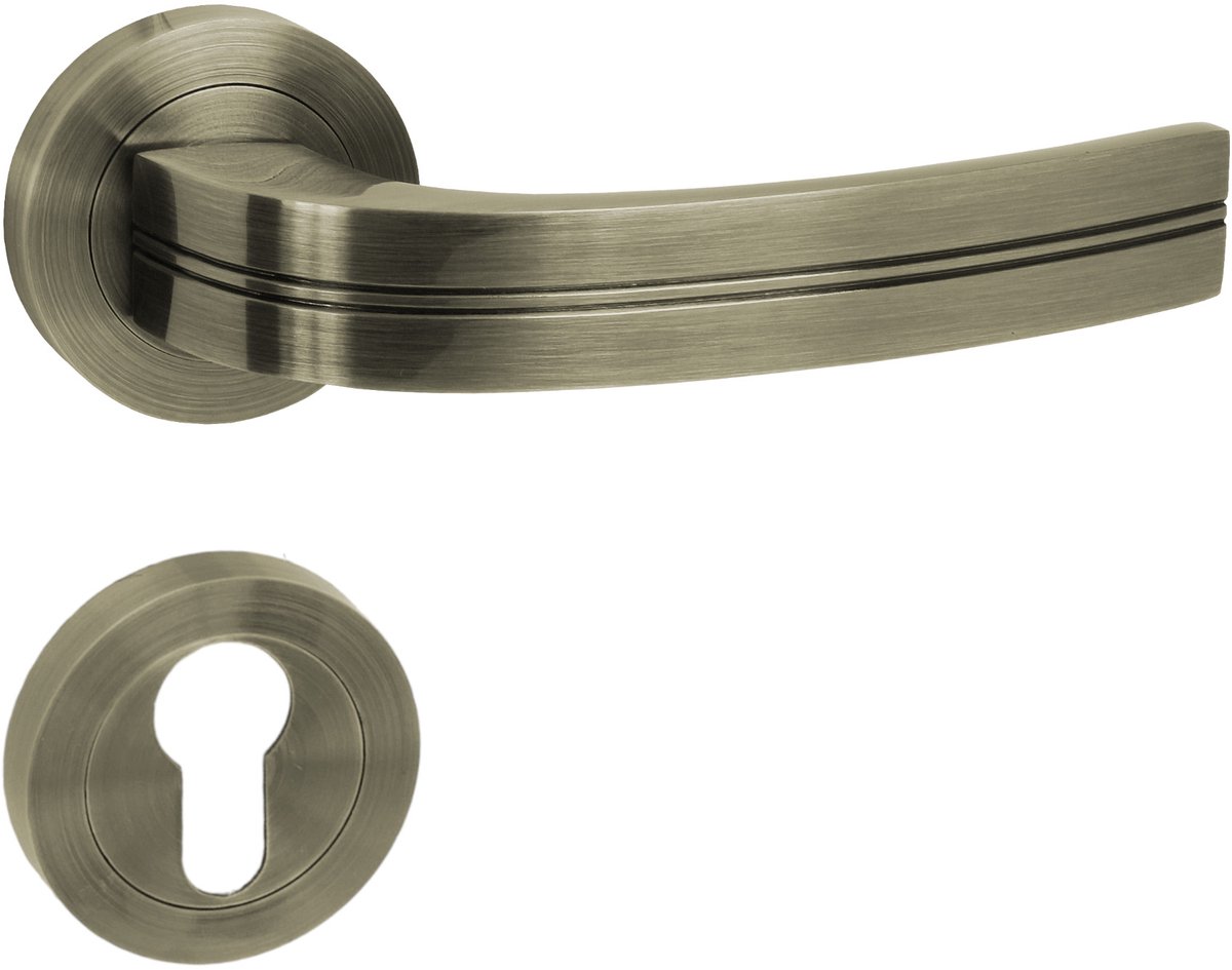 Domino® Deurkrukgarnituur DEKAN-R M3 - Mat bruin - PZ-Profielcilinderset met Ronde Rozette - Deurbeslag van aluminium - Deurklink voor kamerdeur, kantoordeur, kelderdeur en binnendeur