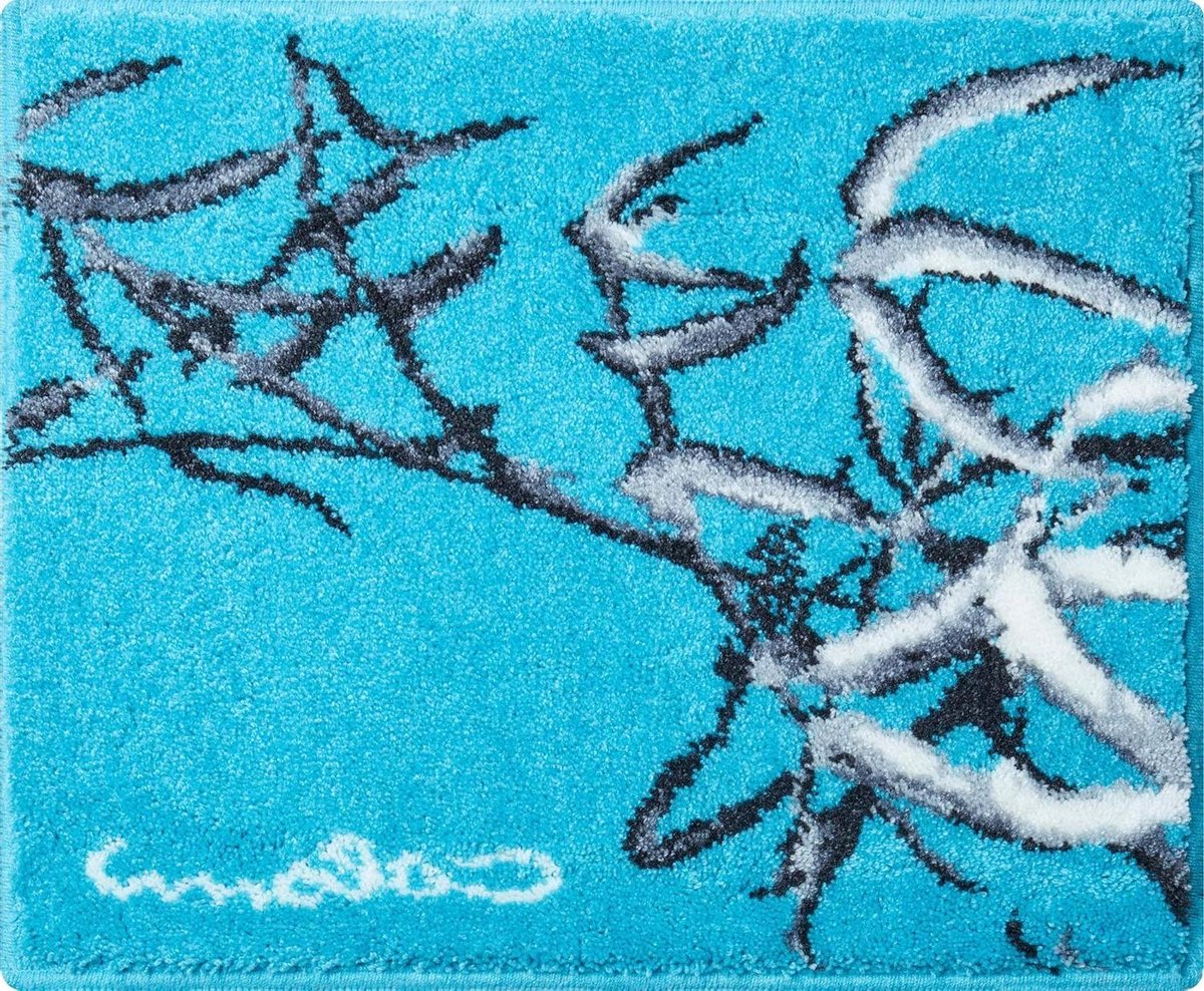 Designer badmat Ultrazacht en absorberend Antislip 5 jaar garantie Colani 23 WC-sjabloon o.A. 50x60 cm turkoois