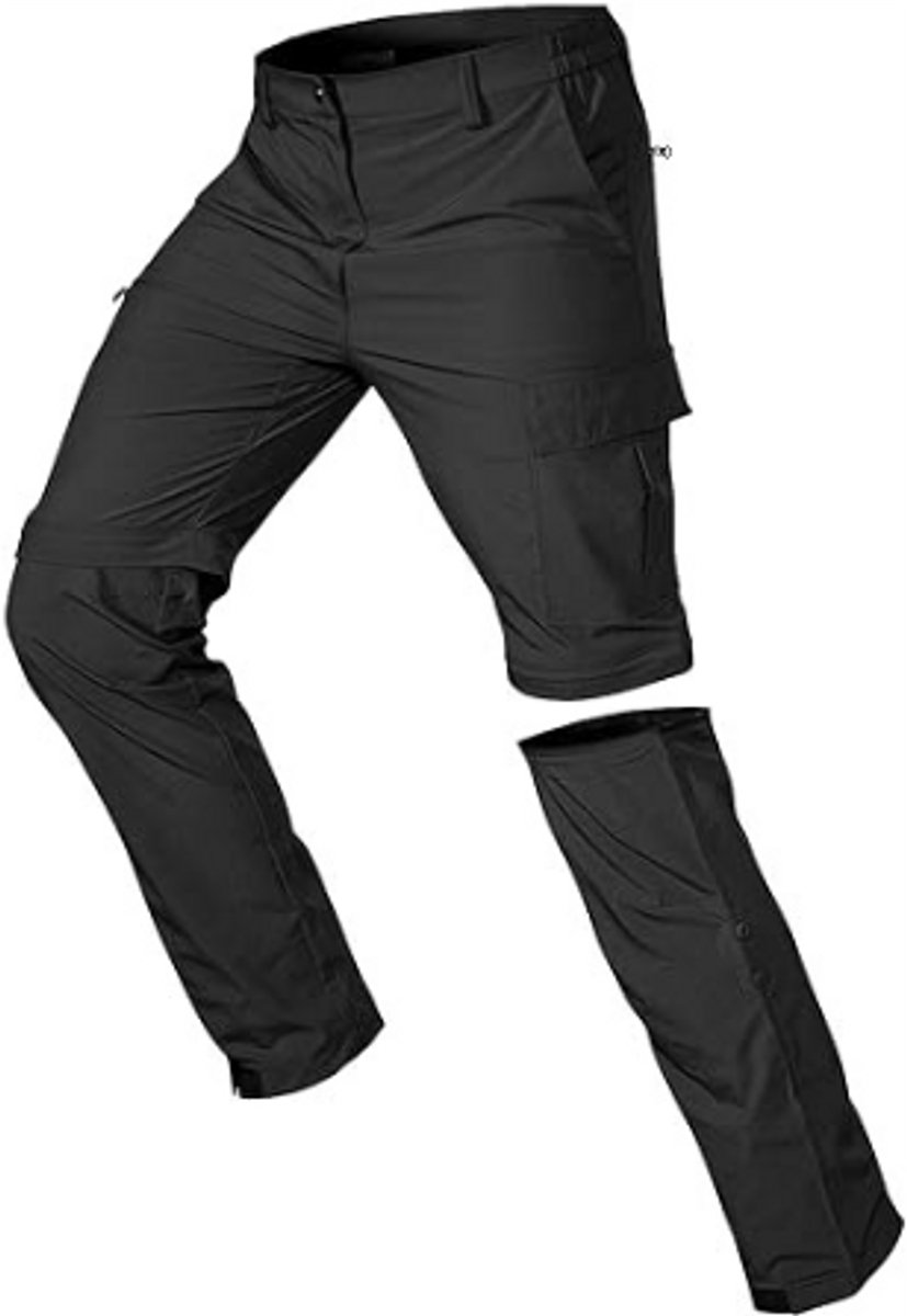 Lichtgewicht-Zip-Off-Cargo-Broek-Heren-Ademend-Outdoorbroek-Voor-Vissen-Wandelen-En-Safari Zwart