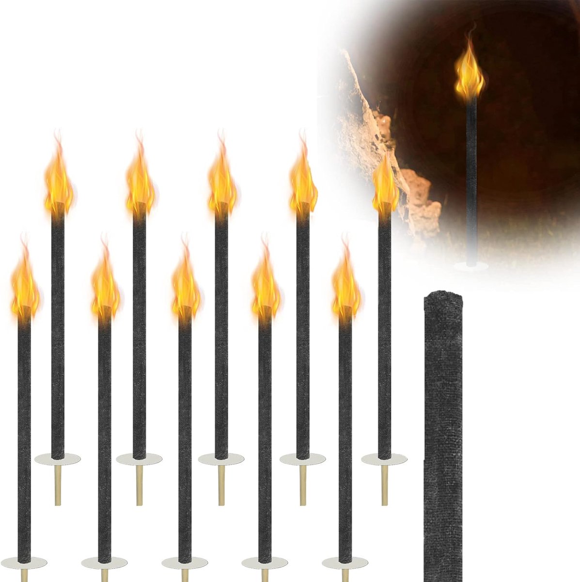 Aufun Verpakking Van 25 Buitenkaarsen Voor Buiten, WasBuitenkaarsen, Brandduur 100 Min, Buitenkaarsen Van Natuurlijke Was, TuinBuitenkaarsen, Feest, Wandeling, Met Handbescherming En Extra Lange Steel