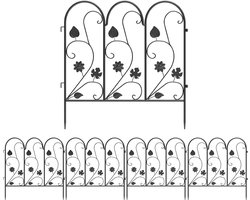 unho Outdoor Tuinhek Panelen - 5 Panelen 62cm(H) x 297cm(L) - Metalen No Dig Hek - Decoratieve Tuinhekwerken en Omheiningen - Dierenbarrière voor Konijn Hond Tuin Patio
