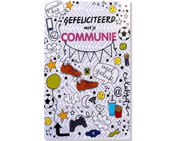 Communie Wenskaart Voetbal - 12x17cm - Gevouwen kaart inclusief envelop - Communiekaart