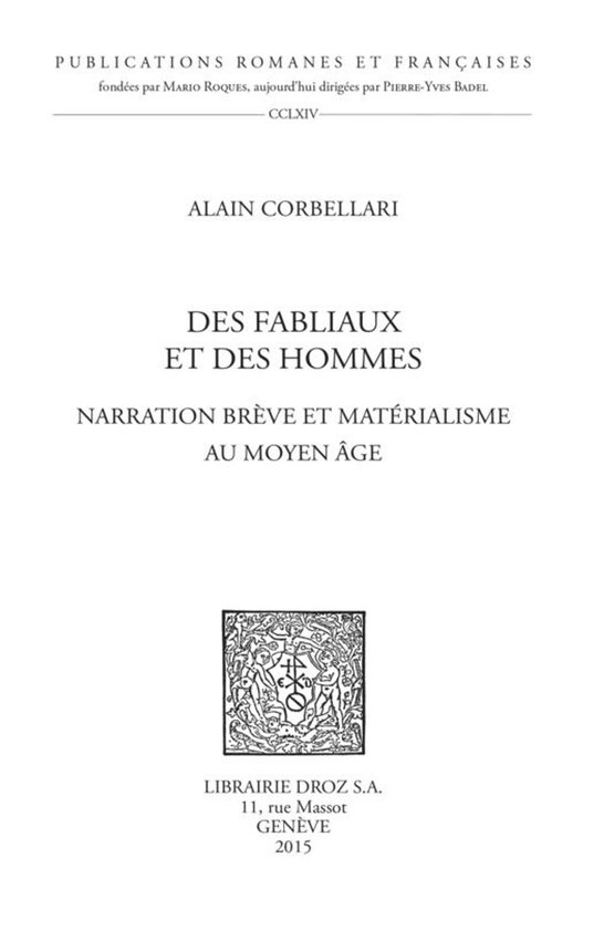 Publications Romanes et Françaises - Des fabliaux et des ho ... - cover
