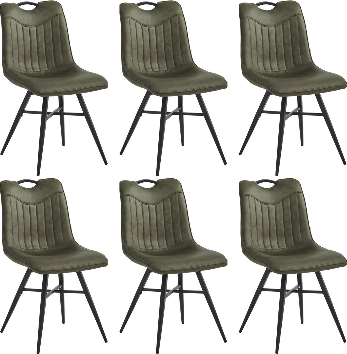 Colenis® - Verty Eetkamerstoel - Set van 6 - Groen - Microvezel - Microfiber - Industrieel - Design