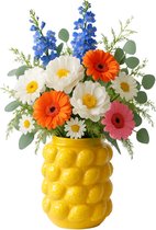 Kare Design Vase Lemon Juice, Yellow, Planter, Decorative Vase, Flower Pot, Lemon Motif, Porcelain, Handmade, Unique, 43 cm (H