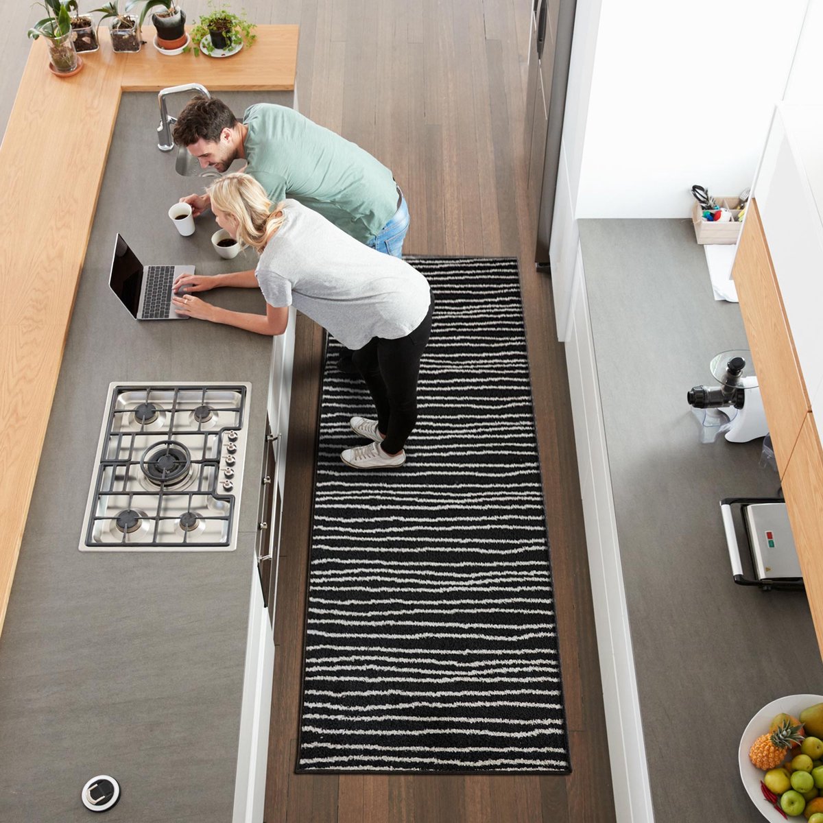 FLOORDIREKT Tapijt op maat Larache - Modern patroon - Loper met Antisliprug - 133 x 400 cm