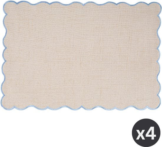 6 stuks placemats met bloemenpatroon van linnen, 45 x 30 cm