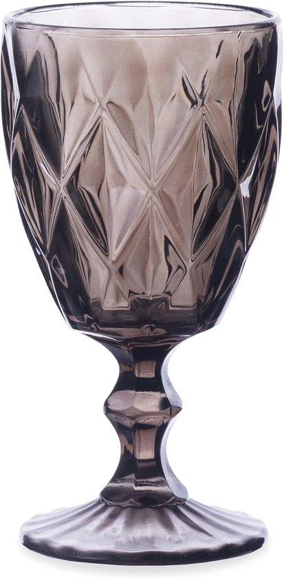 Topsky Vintage drinkglazen, set van 4, 350 ml, met bloemenreliëf