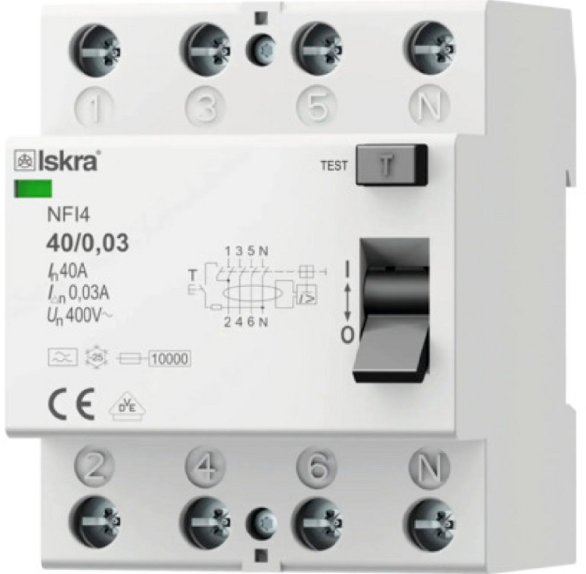 Iskra - Aardlekschakelaar 3F+N 40A 100mA Type A
