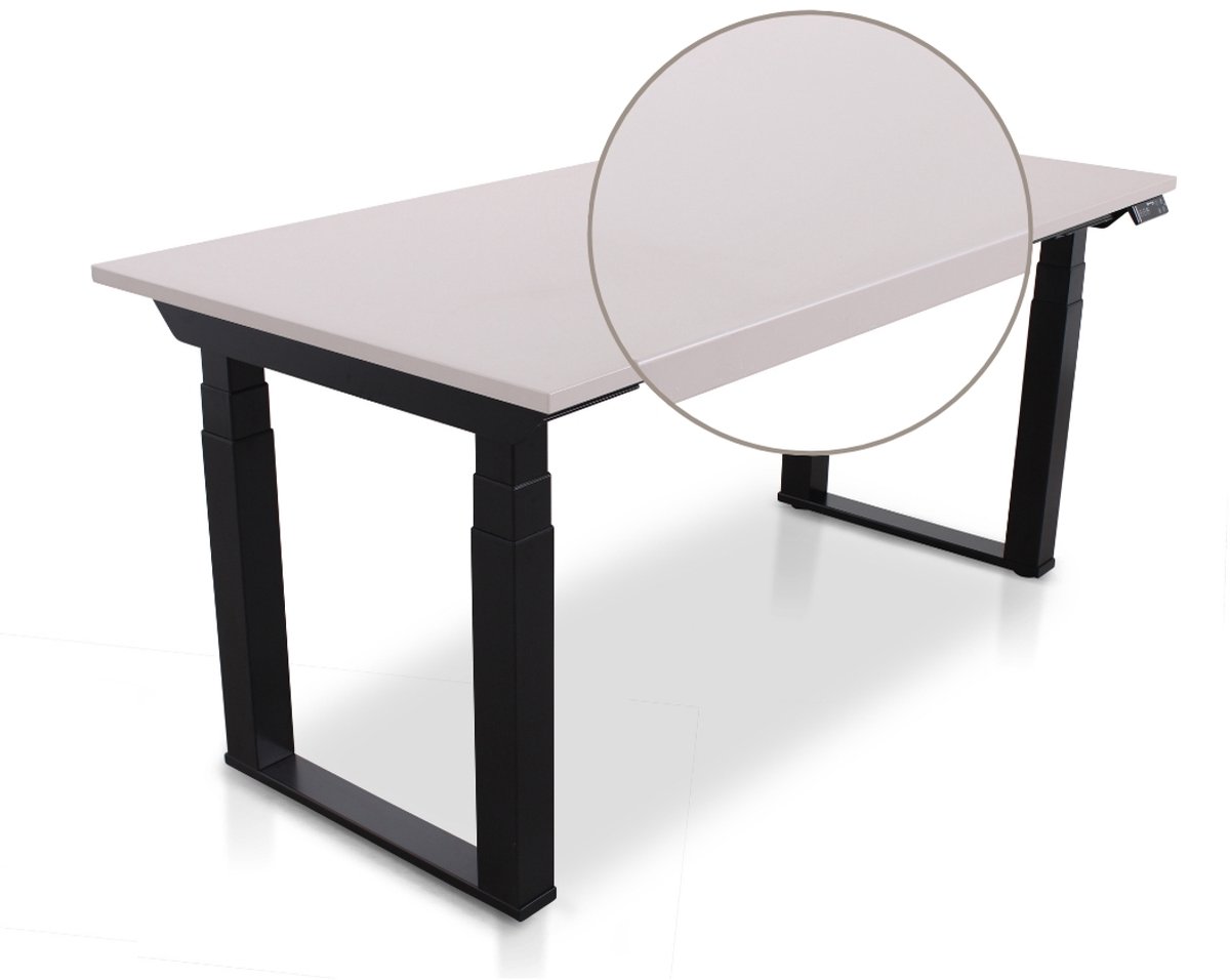 Multi Ratio Lineaflex MRC SOLID Zit-Sta Bureau – Elektrisch Verstelbaar – 160x80 cm – Blad Sand Grey – Zwart Frame – ARBO Norm NEN-EN 527 – Met memorybediening – 200 KG Draagvermogen – 130 cm Hoog
