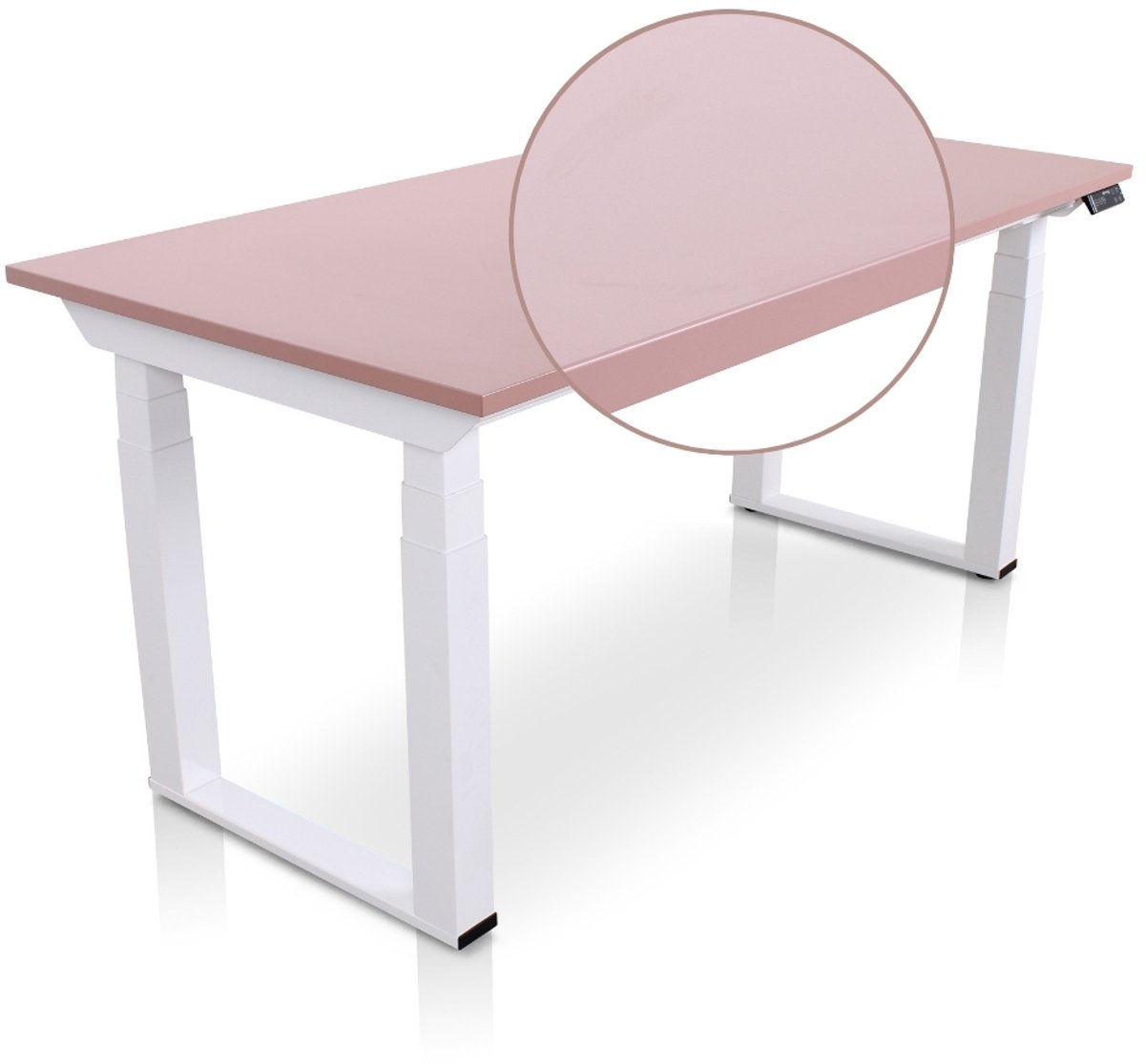 Multi Ratio Lineaflex MRC SOLID Zit-Sta Bureau – Elektrisch Verstelbaar – 160x80 cm – Blad Dusty Rose – Wit Frame – ARBO Norm NEN-EN 527 – Met memorybediening – 200 KG Draagvermogen – 130 cm Hoog
