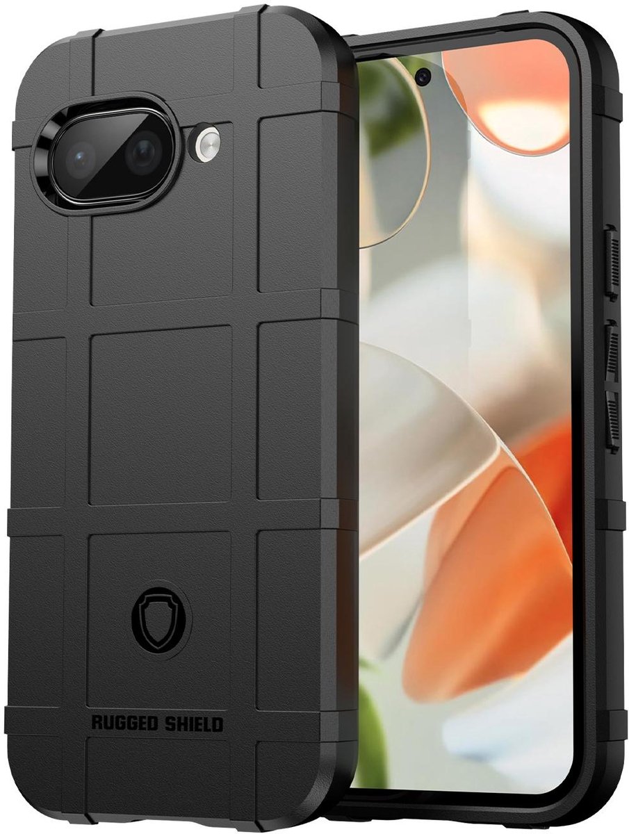 Mobigear Hoesje geschikt voor Google Pixel 9a Telefoonhoesje Flexibel TPU | Mobigear Rugged Shield Backcover Shockproof | Schokbestendig Pixel 9a Telefoonhoesje | Anti Shock Proof - Zwart