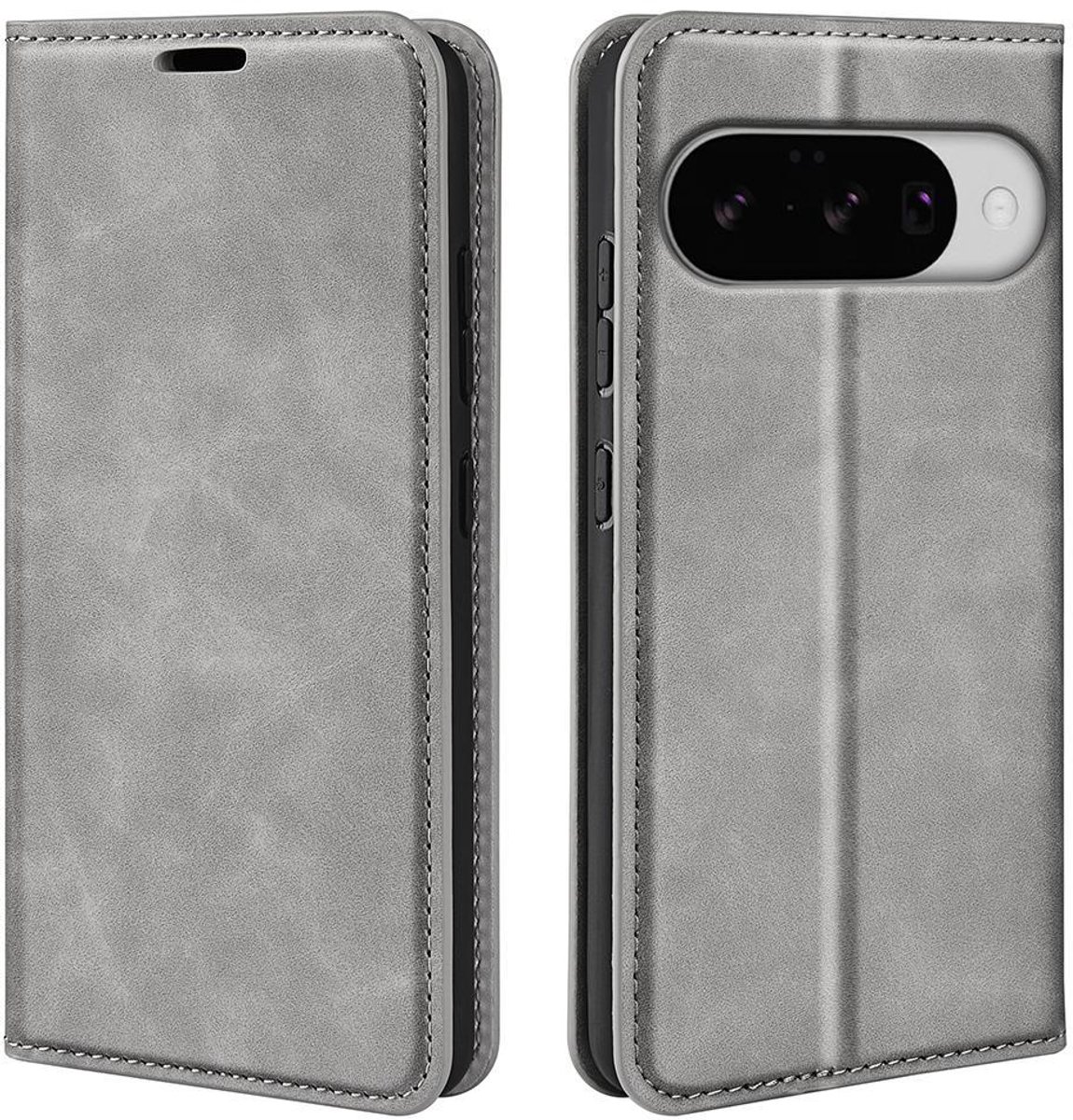Mobigear Telefoonhoesje geschikt voor Google Pixel 10 Hoesje | Mobigear Retro Slim Bookcase Portemonnee | Pasjeshouder voor 3 Pasjes | Telefoonhoesje voor Pinpas / OV Kaart / Rijbewijs - Grijs