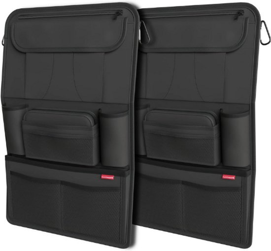 ATHLON TOOLS Der stabilste Autositz-Organizer - Verstärkte Rückwand - Lebensmittelecht - mit integriertem Tablet-Halter - mit Extra Federtasche - für Business und Kinder - Designed in Hamburg