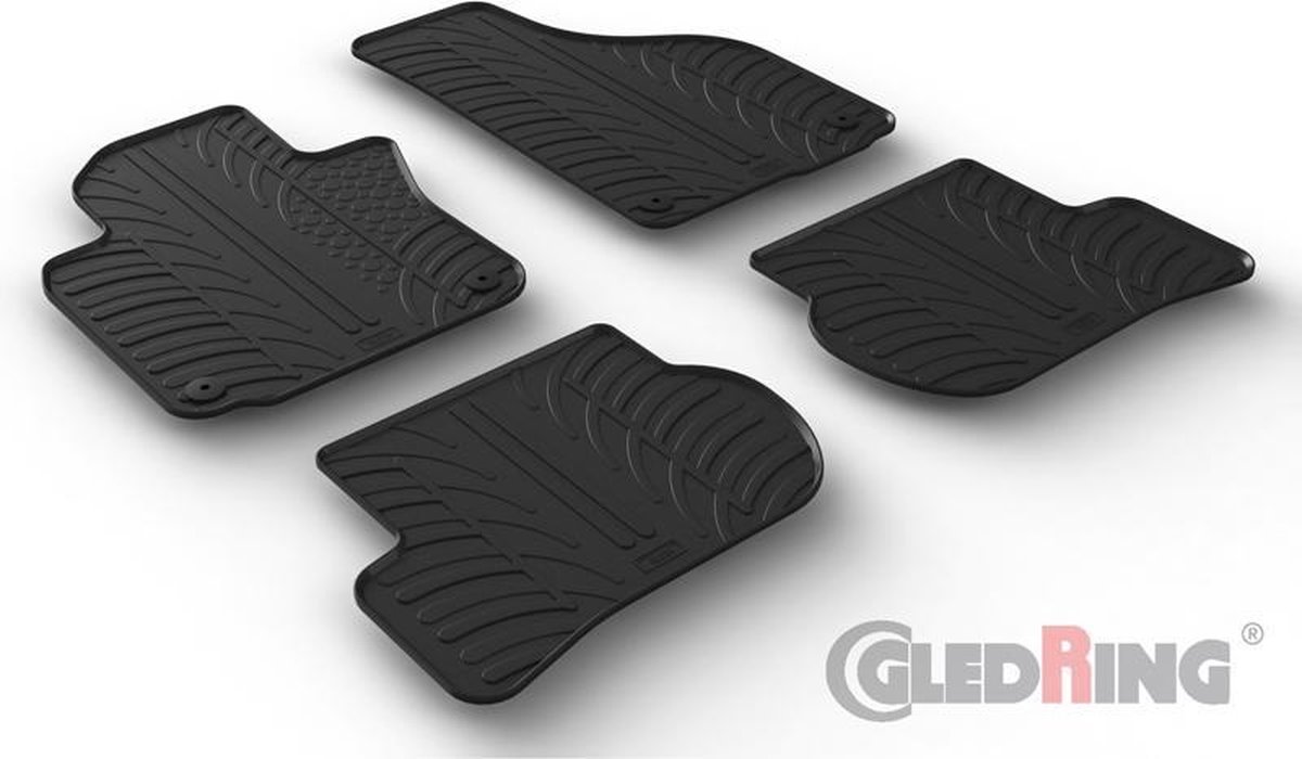 Gledring Rubbermatten passend voor Volkswagen Golf V 2003-2008 / Jetta 2005-2011 / Golf VI 2008-2013 / Scirocco 2008- (T profiel 4-delig + ronde&ovale montageclips)