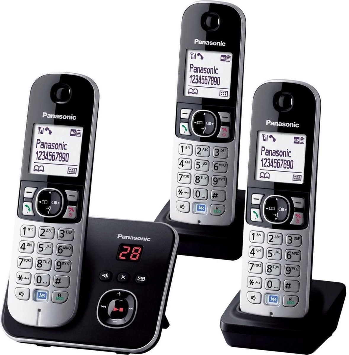 Trio DECT draadloze telefoon - 3 handsets - antwoordapparaat - zwart - 6823